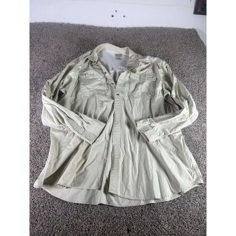 L.L. Bean Shirt Men's Tall Tan Beige Cotton Vented Trail Outdoor Fishing - XXL
